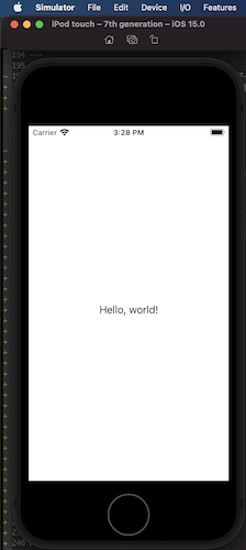 iOS simulator hello world